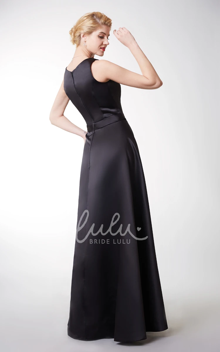 Satin Sleeveless Bridesmaid Dress with Pleats and Zipper Back Classy Bridesmaid Party Dress