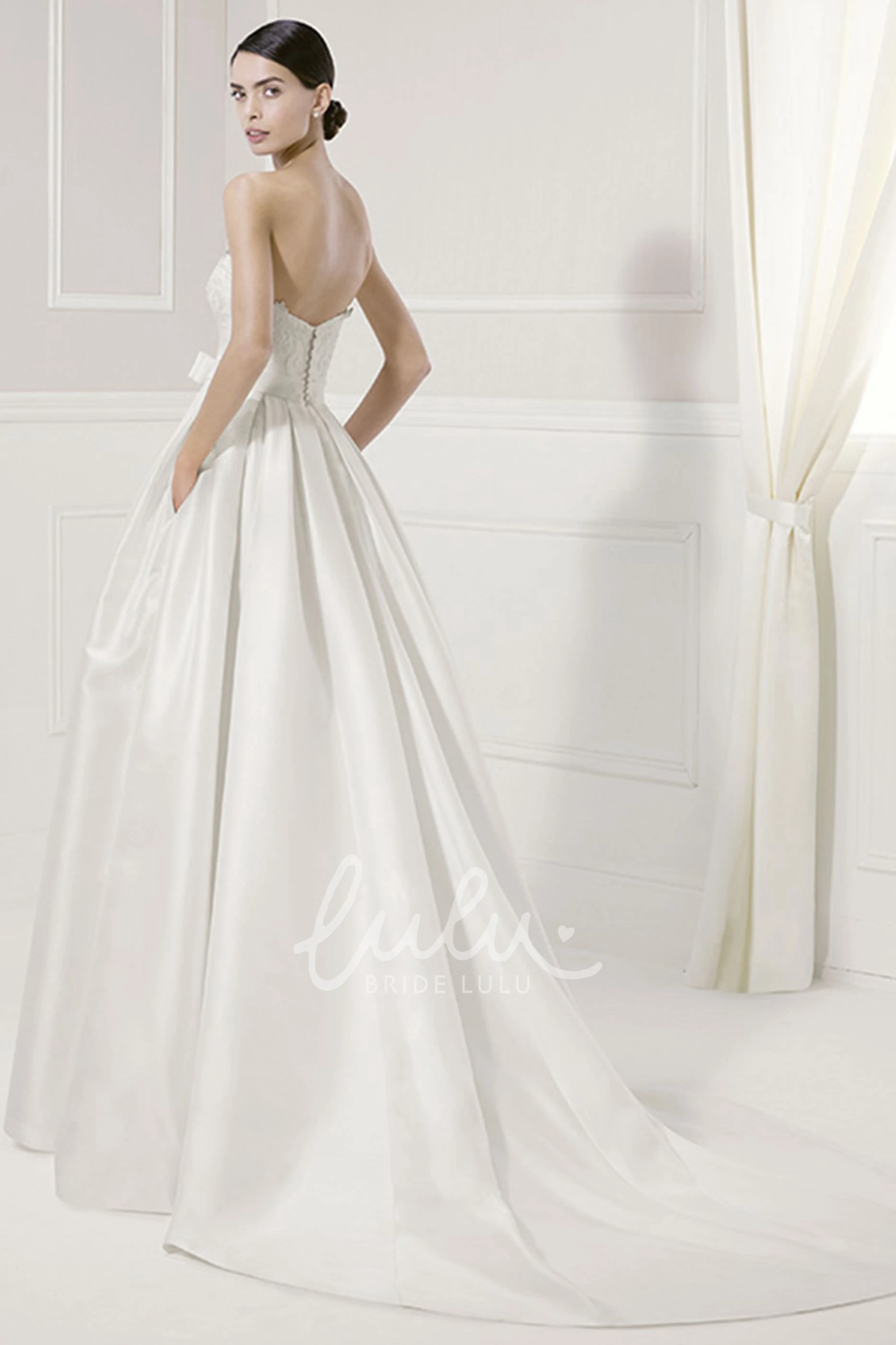 Lace Bodice Taffeta Wedding Dress With Removable Appliqued Top Classic Look