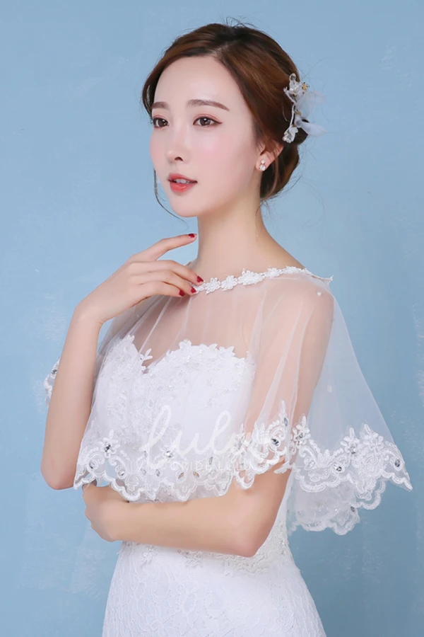 Lace Mesh Gauze Wedding Dress Shawl New Simple and Elegant