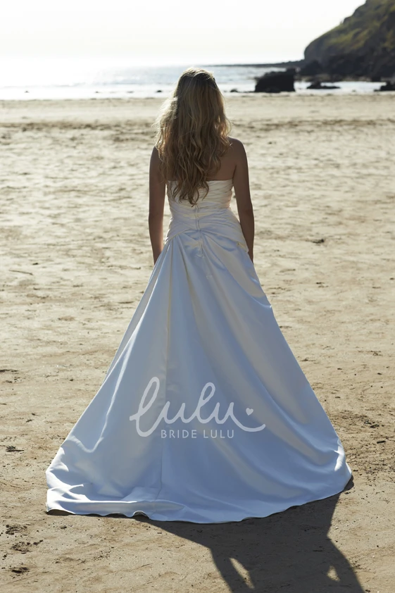 Sleeveless Floral Sweetheart Satin A-Line Wedding Dress Timeless Bridal Gown