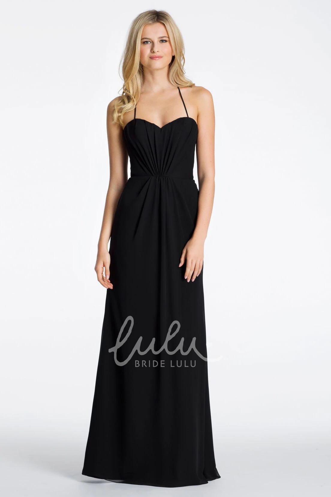 Sleeveless Chiffon Bridesmaid Dress with Straps Ruched Spaghetti Bridesmaid Dress Casual