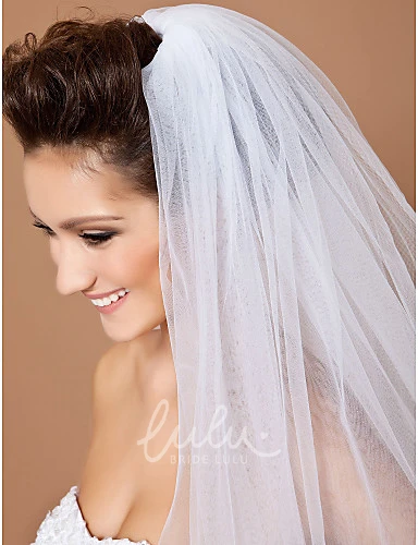 Classic One-tier Tulle Wedding Veil with Cut Edge for Wedding Dress