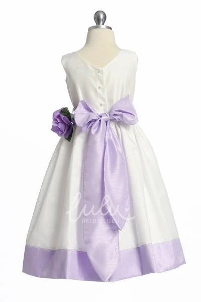 Floral Tea-Length Flower Girl Dress Classy Dress for Girls