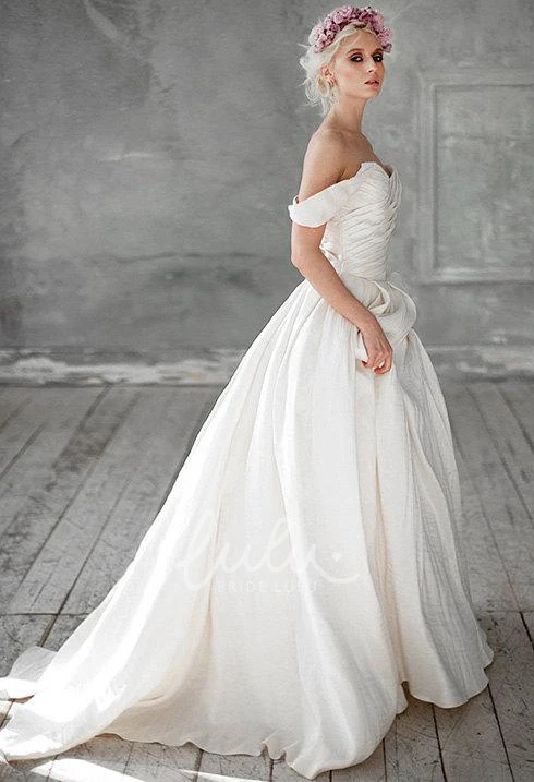 A-Line Taffeta Ruched Beaded Wedding Dress