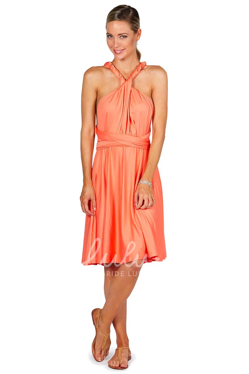 Knee-Length V-Neck Chiffon Bridesmaid Dress with Sleeveless and Straps Modern Bridesmaid Dress