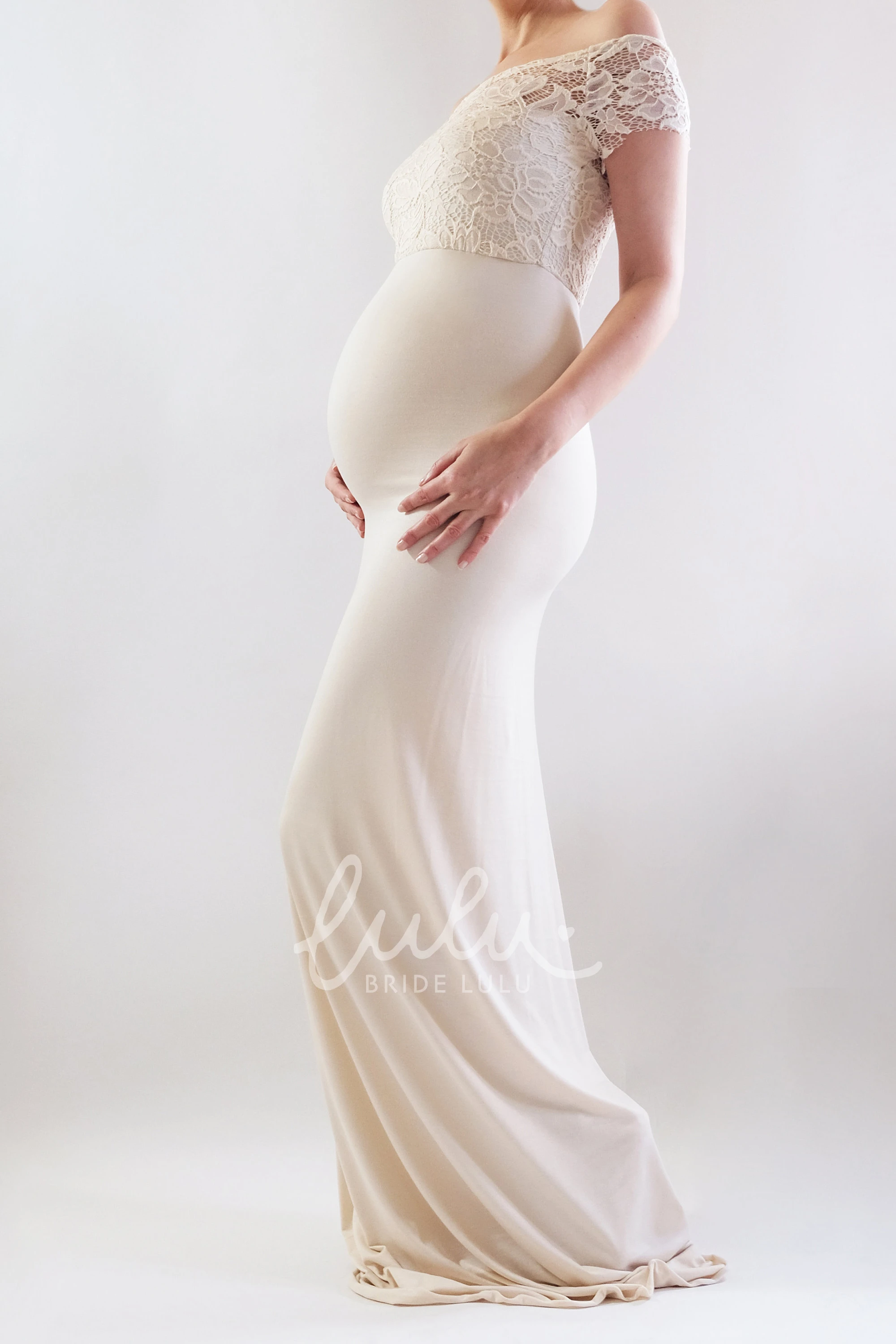 Boho Maternity Dress with Short Sleeves and Empire Waist