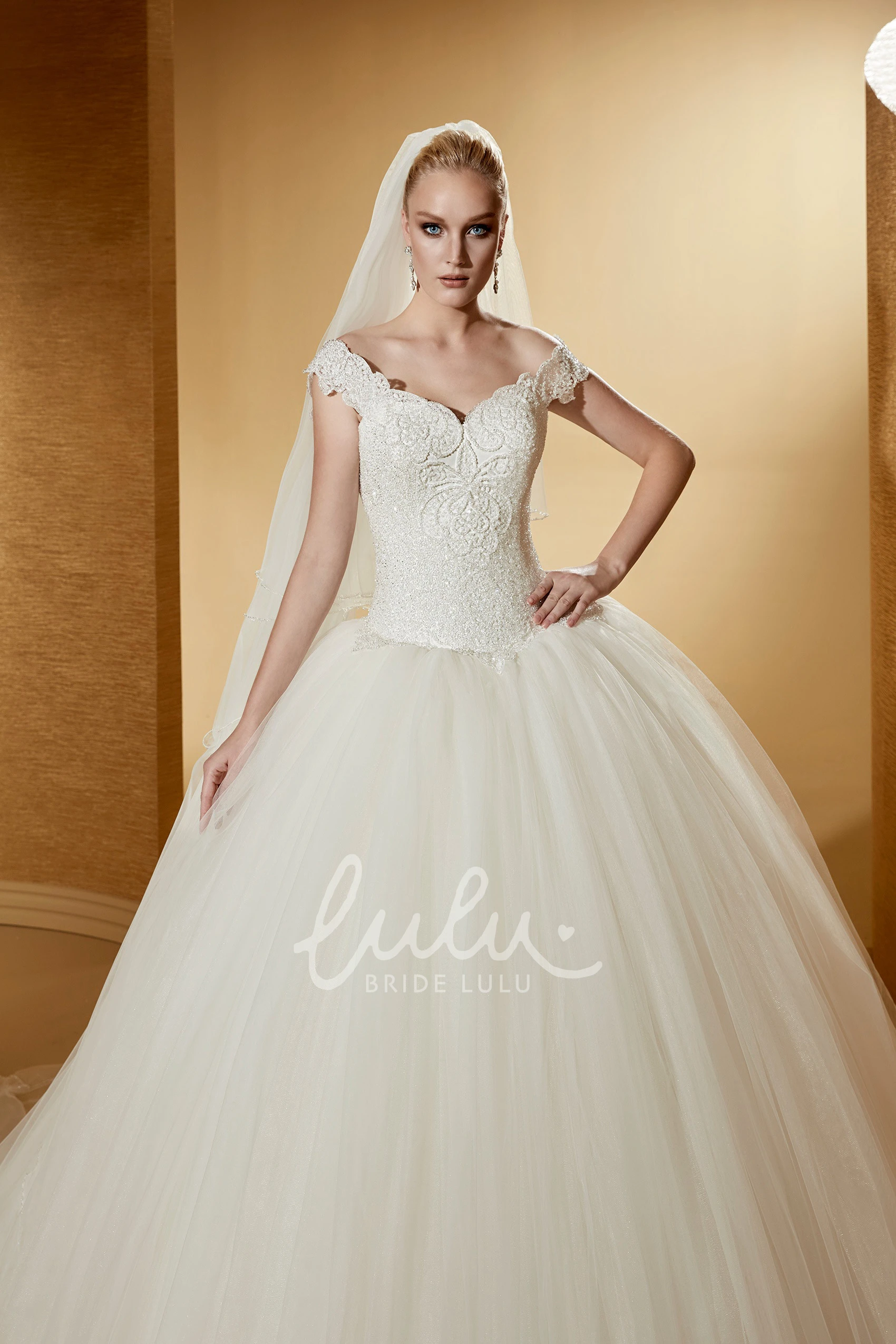 Ball Gown with Cap Sleeves and Lace-Up Back Classic and Timeless