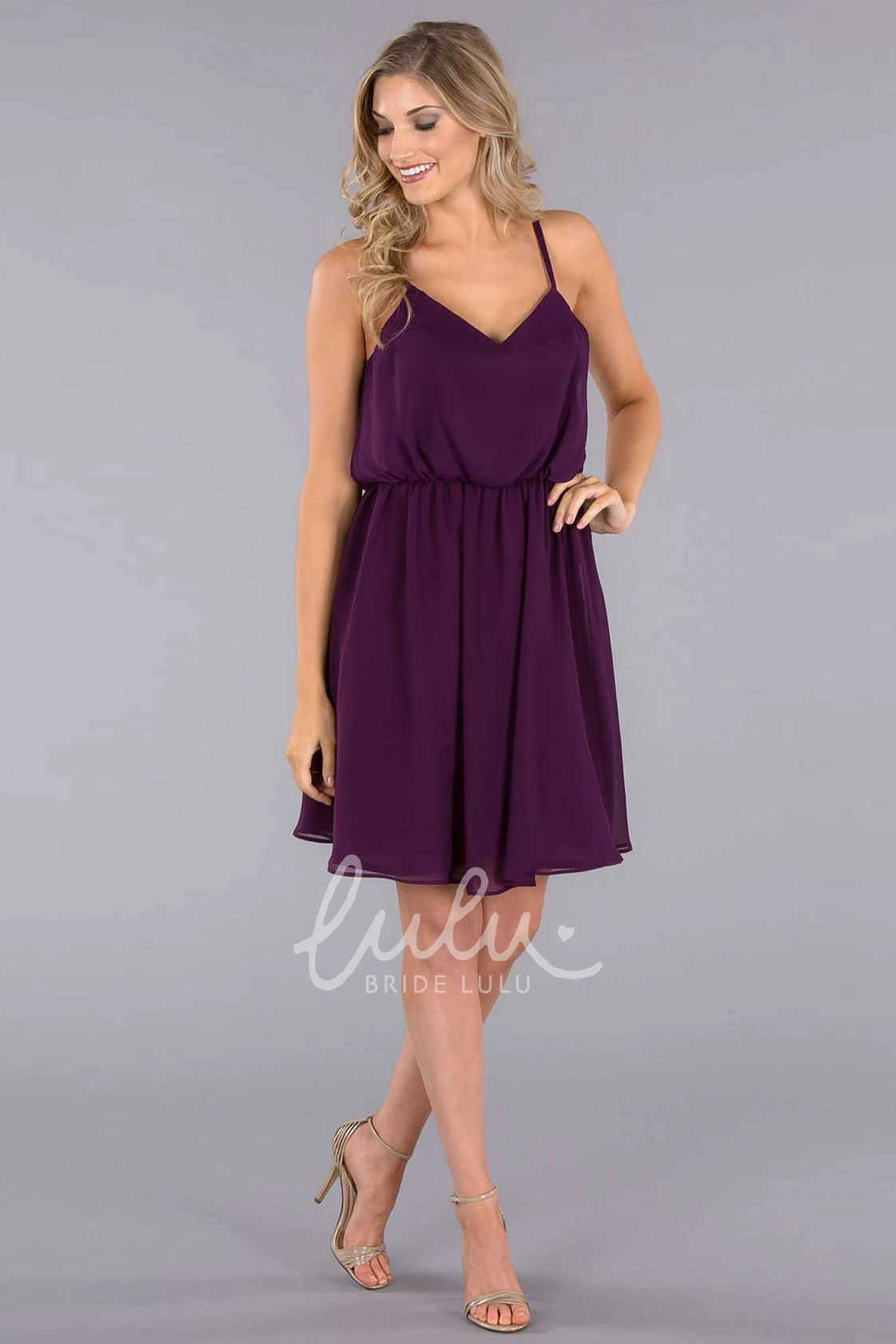 Sleeveless Chiffon Bridesmaid Dress with Low-V Back Modern Bridesmaid Dress