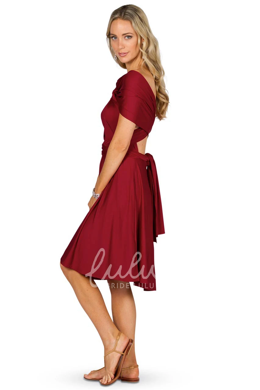 Knee-Length Sleeveless Chiffon Bridesmaid Dress with Criss-Cross Straps Unique Bridesmaid Dress