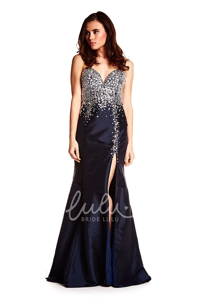 Sweetheart Crystal Sleeveless Satin Prom Dress Classy Prom Dress 2025