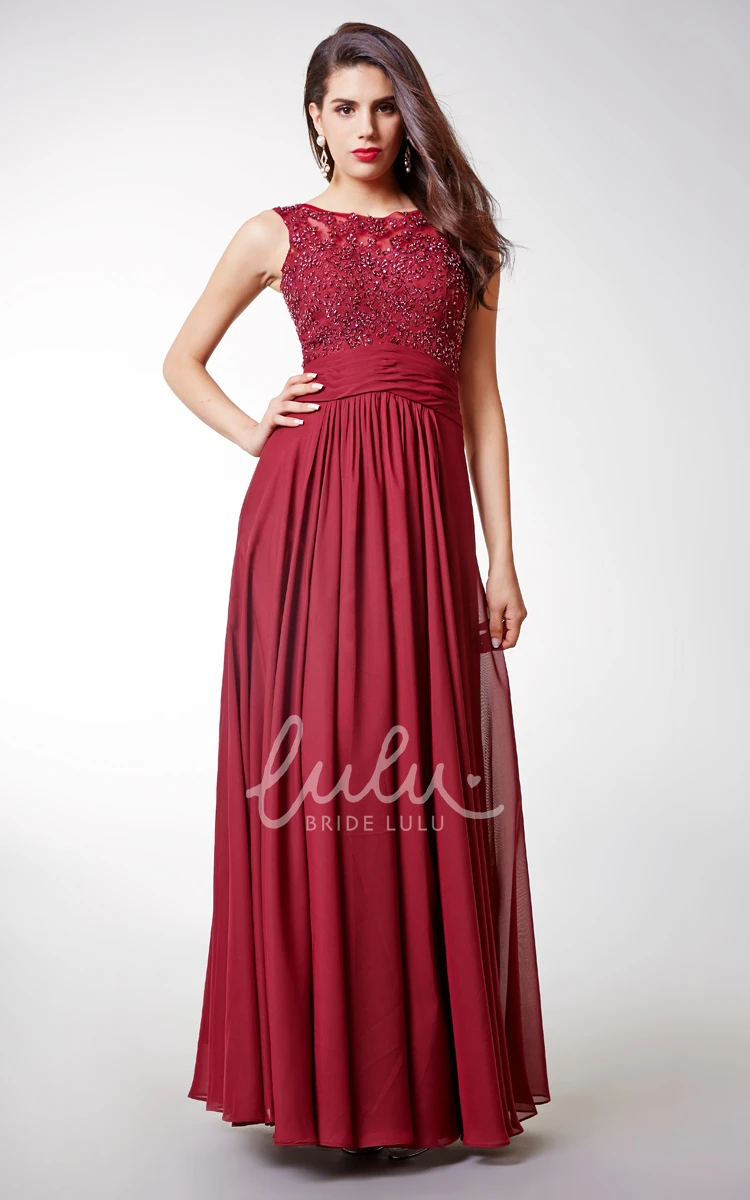 Beaded Chiffon A-Line Prom Dress Long