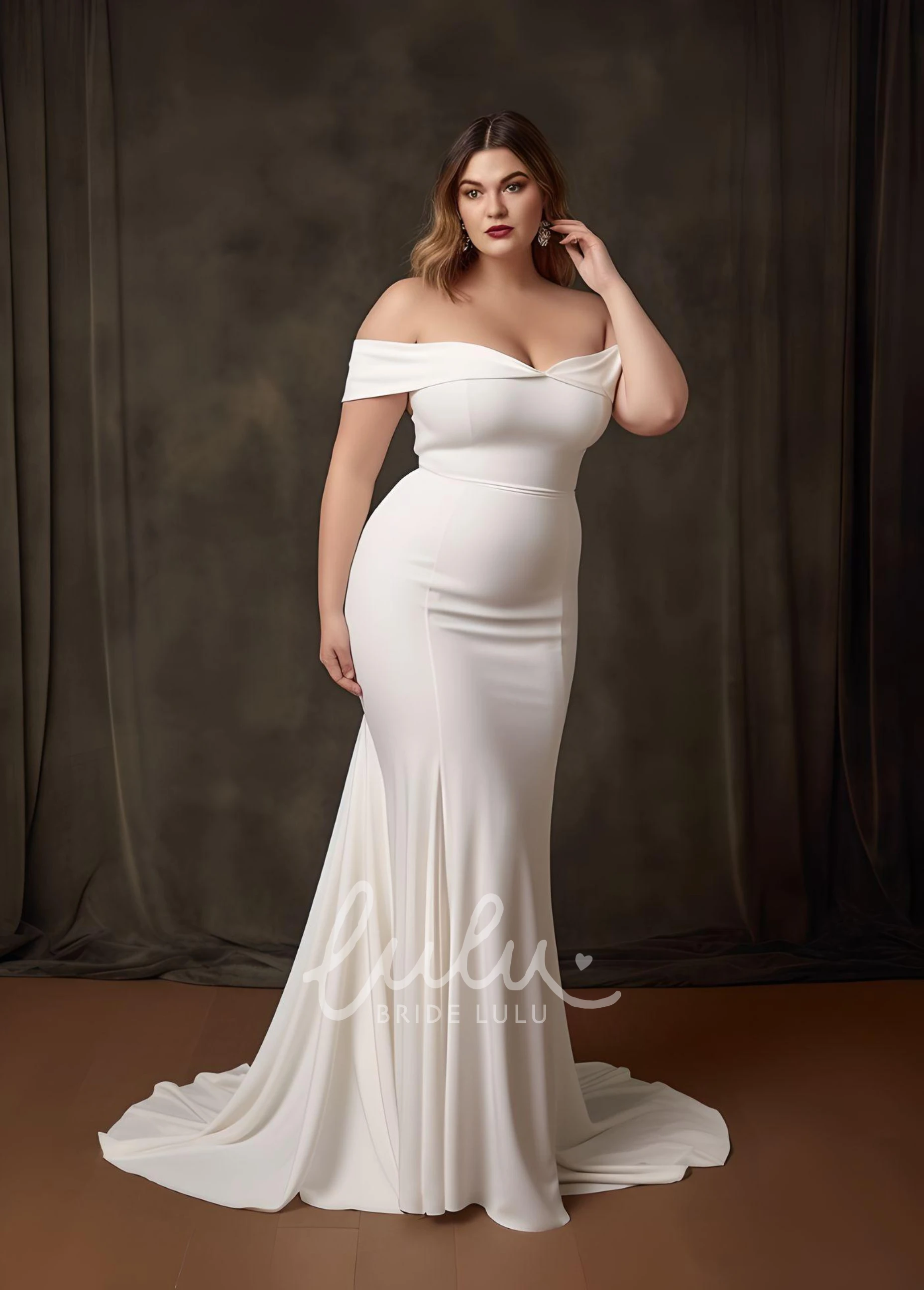 Mermaid Satin Plus Size Wedding Dress Modern Country Garden Elegant