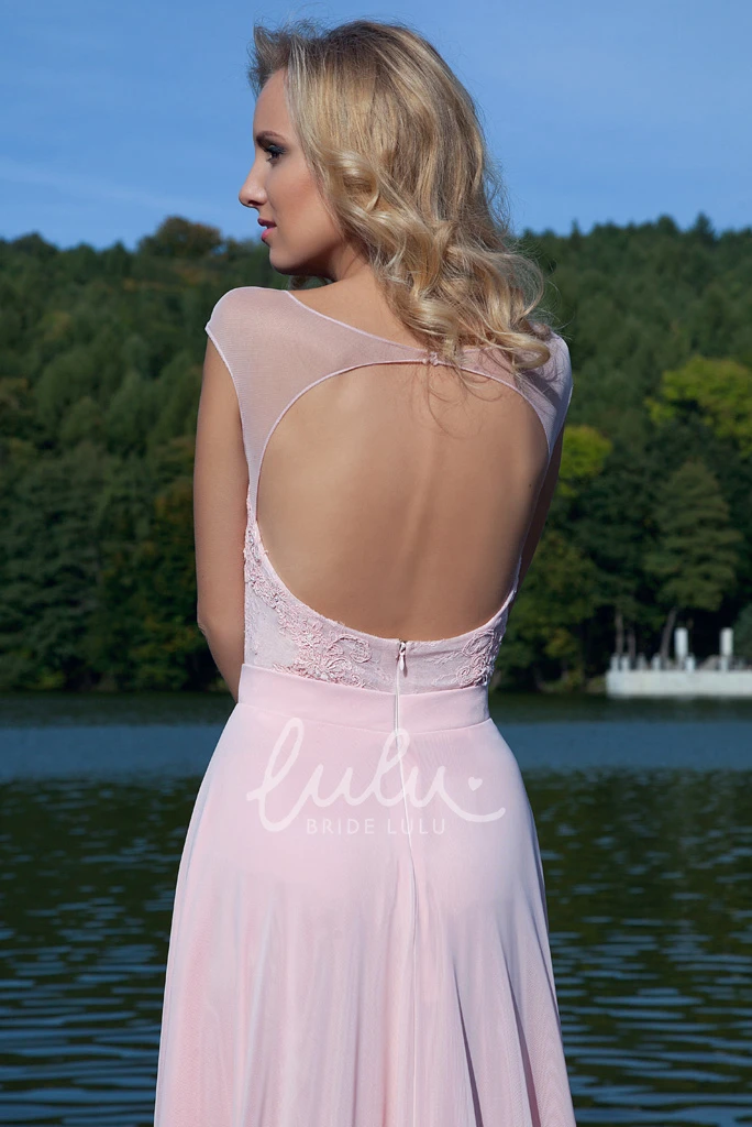 Lace Scoop-Neck Sheath Prom Dress Floor-Length & Modern