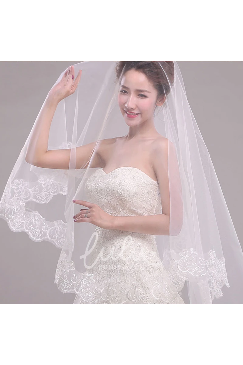 Sweep Lace Edge Wedding Veil Simple & Elegant
