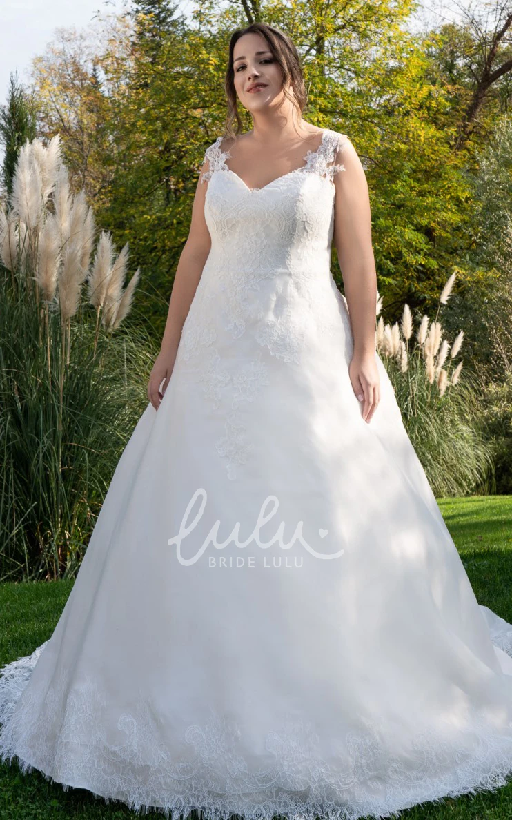 Tulle Queen Anne Sleeveless Wedding Dress Elegant A Line Floor-Length Appliqued Bridal Gown