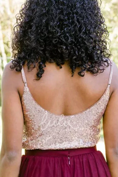 Tulle Sequins A-Line Dress with Jewel Neckline and Sleeveless/Short Sleeve Design