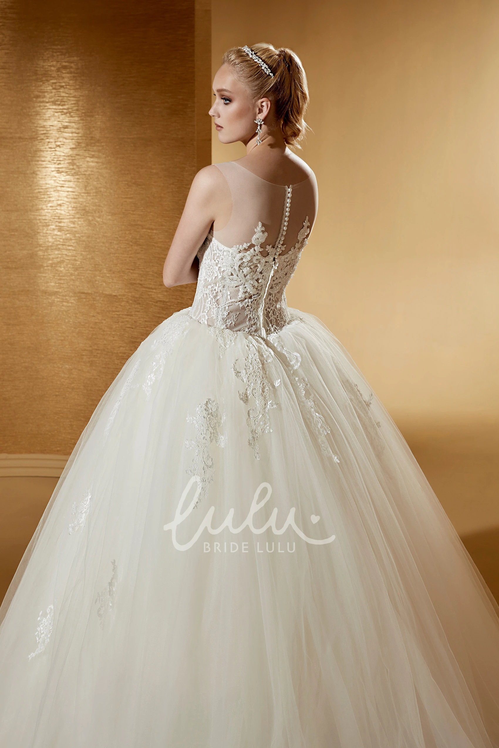 Cap Sleeve Illusion Wedding Dress with Lace Corset