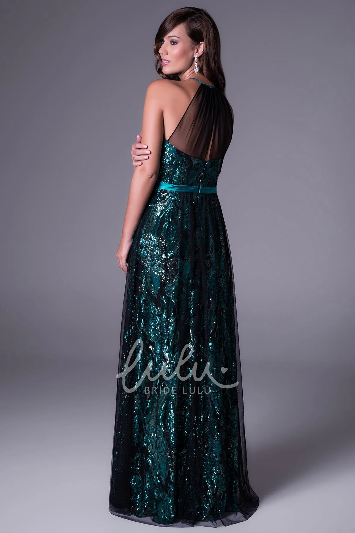 Sleeveless Sequins Prom Dress A-Line Floor-Length Glamorous Dress