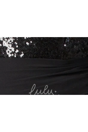 Sequin Chiffon Mother Of The Bride Dress with Bateau Long Sleeve & Side Split