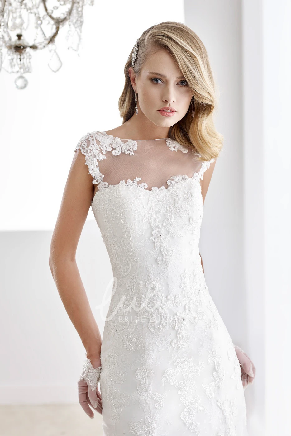 A-line Ruched Wedding Dress with Beaded Belt and Pleated Bodice Elegant Beaded A-line Wedding Dress