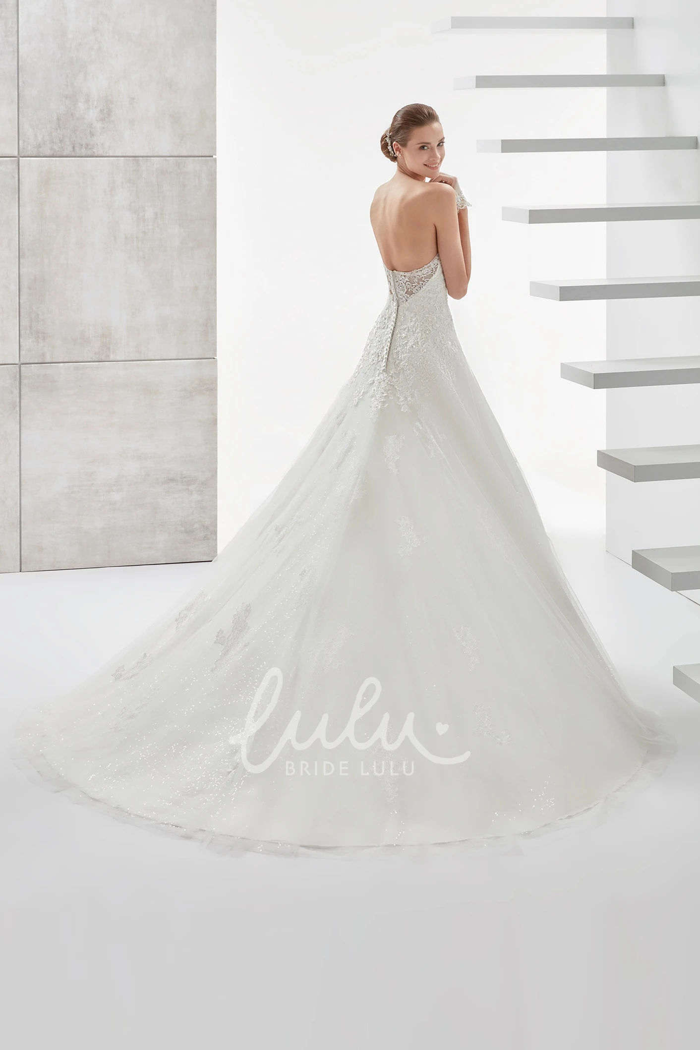 Illusive Panel A-line Warm Wedding Dress with Appliques Elegant & Classy