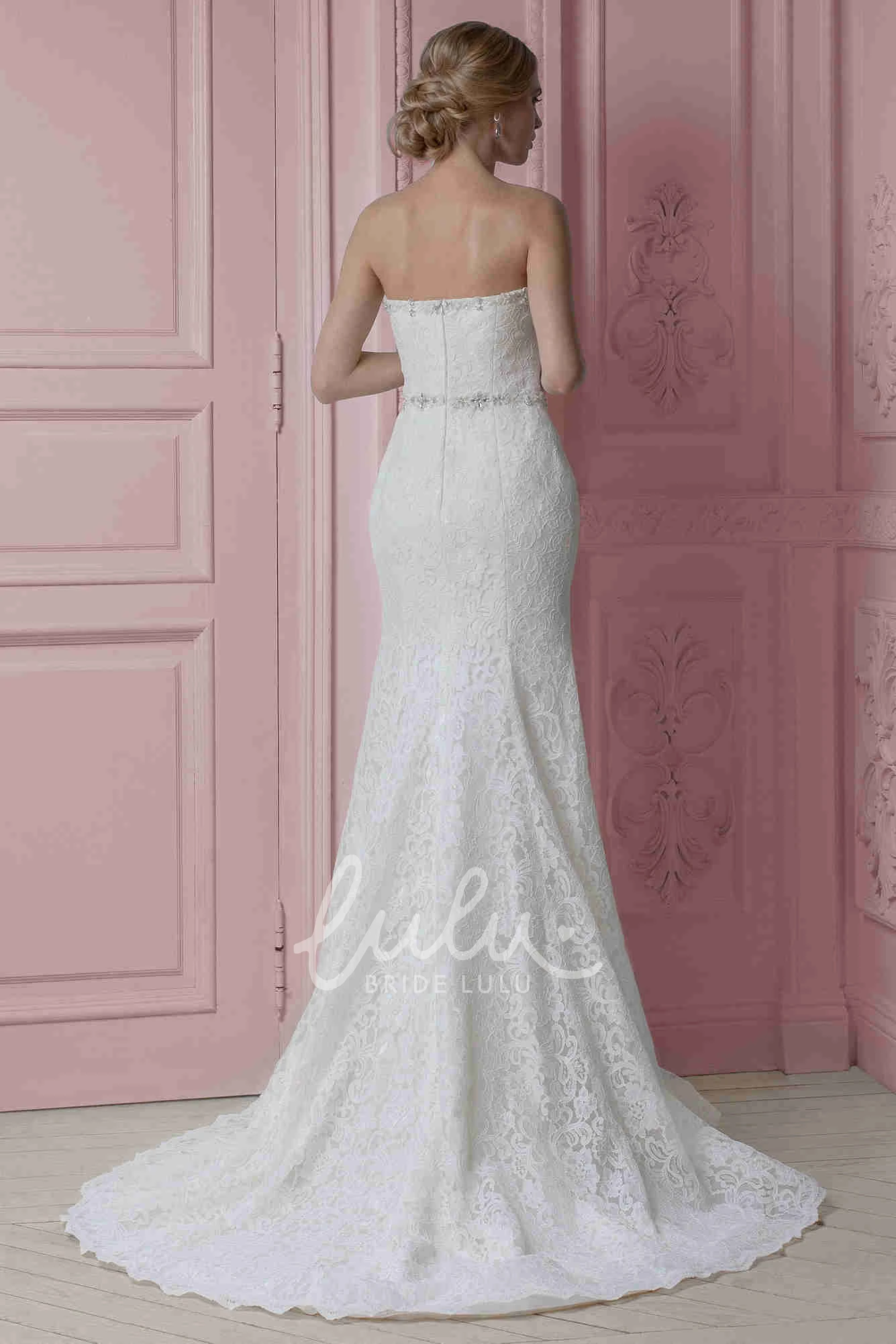 Jeweled Lace A-Line Sweetheart Wedding Dress with Zipper Elegant Bridal Gown