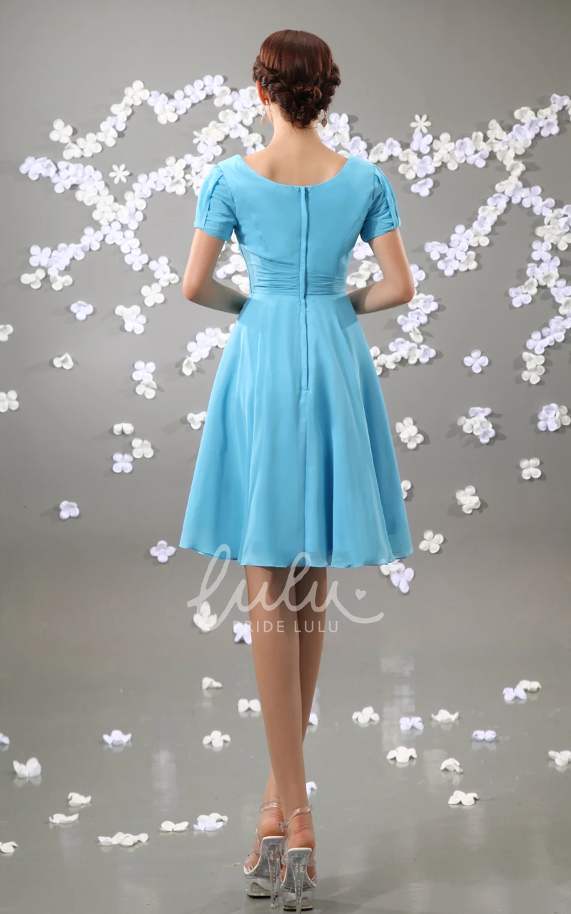 Pleated Square-Neck Formal Guest Dress with Chiffon Fabric