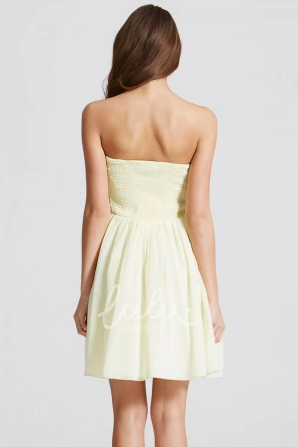 Sleeveless Beaded Chiffon Bridesmaid Dress Short Sweetheart