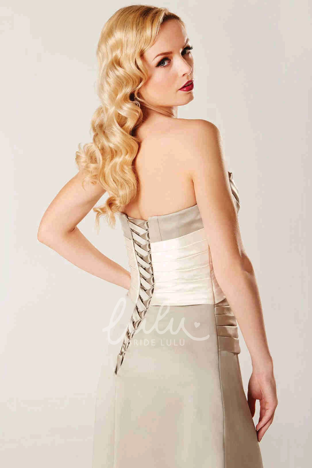 Satin Bridesmaid Dress with Lace-Up Sweetheart Sleeveless