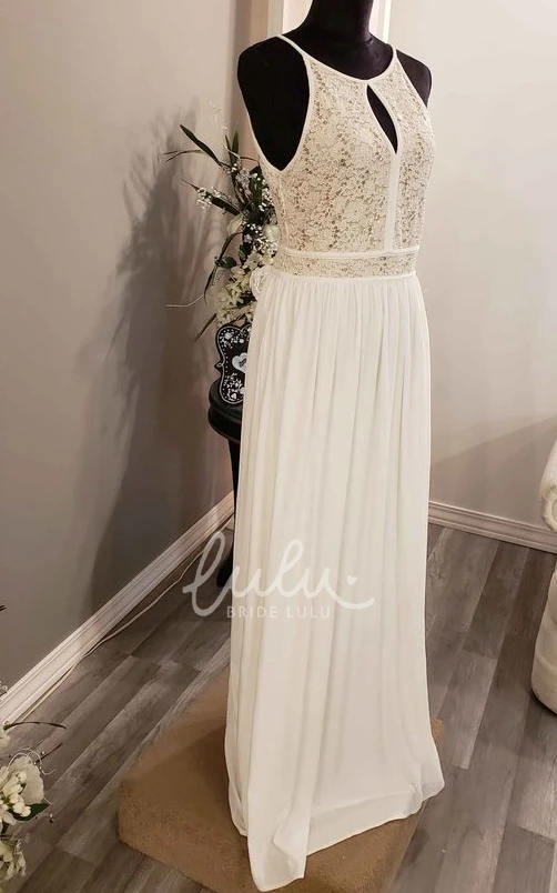 Elegant Chiffon A-Line Prom Dress with Bateau Neckline and Open Back Beach Formal Dress