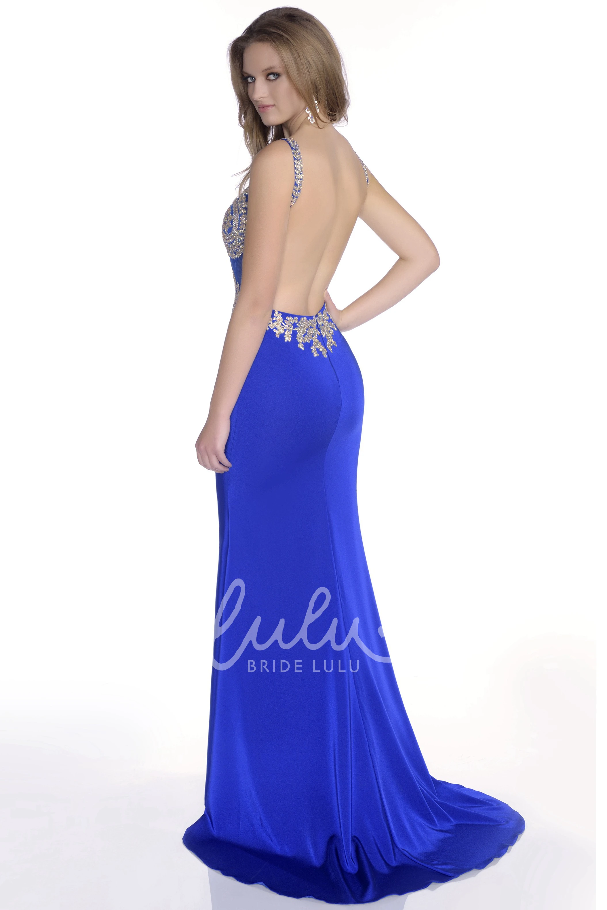 Sleeveless Chiffon Prom Dress with Jeweled Bodice and Open Back Elegant Prom Dress