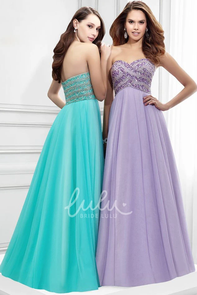 Sweetheart Beaded Tulle Prom Dress A-Line Maxi Style