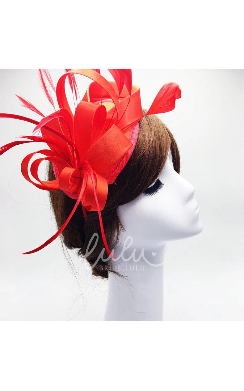 Europe Sapphire Blue Satin Hair Band Bridal Wedding Dress with Red Headdress