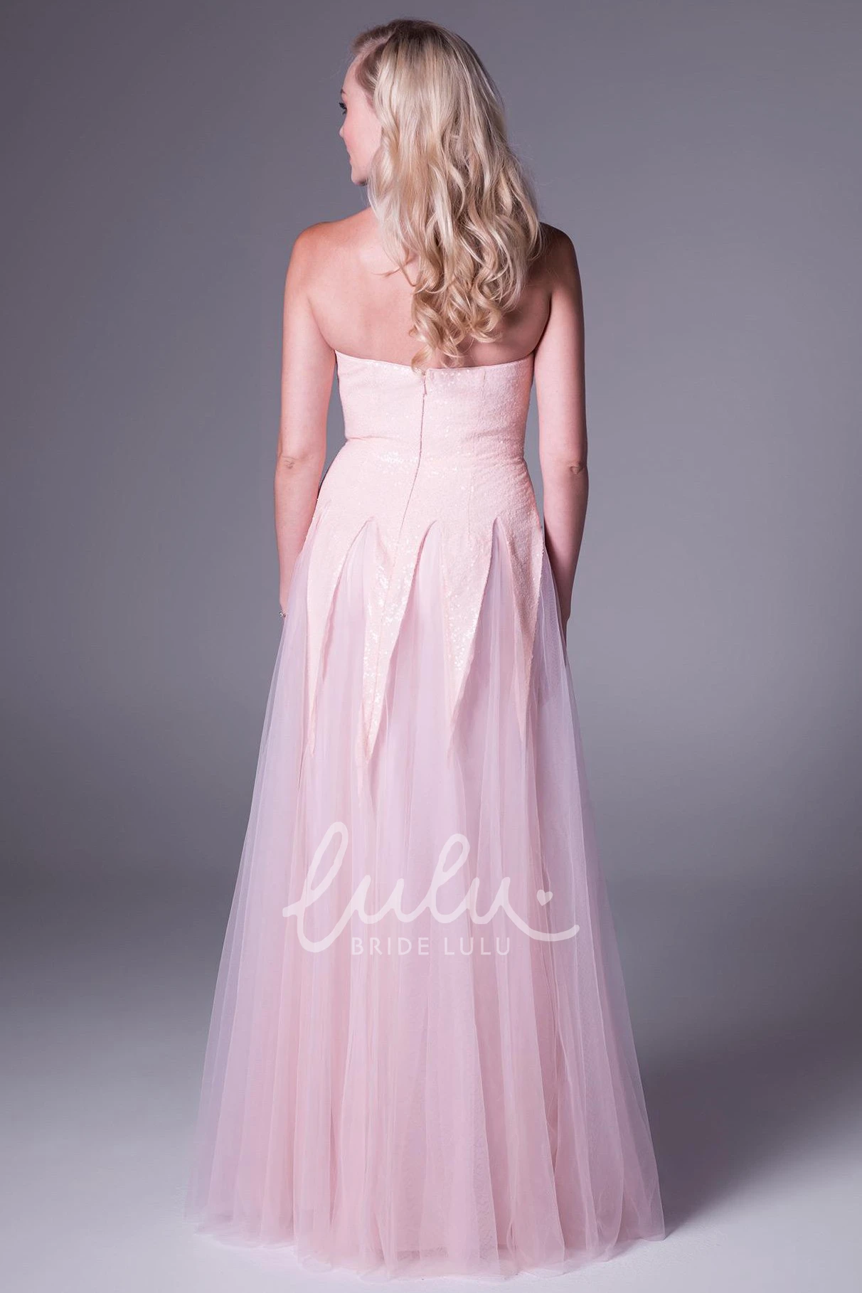 Strapless Tulle Prom Dress A-Line Floor-Length Formal Dress