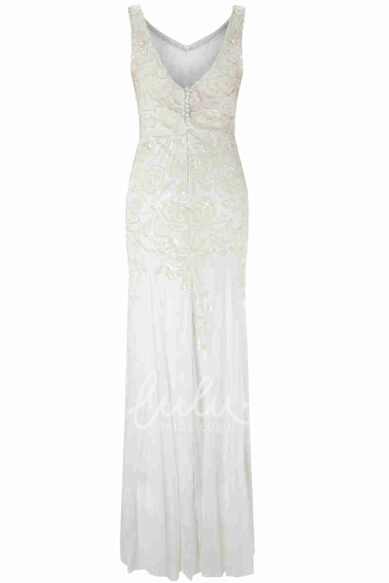 Sleeveless Tulle Sheath Wedding Dress Modern Bridal Gown