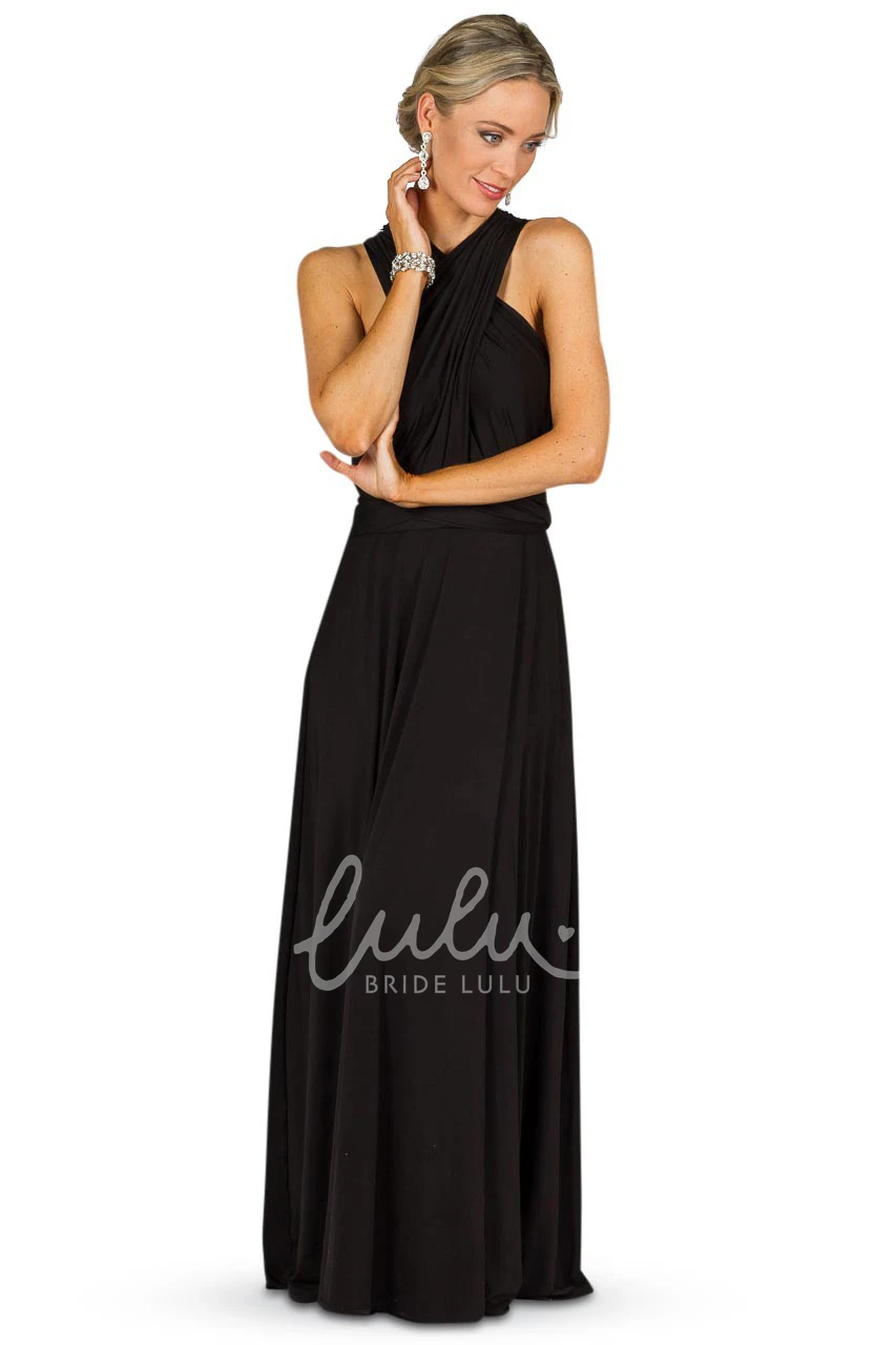Ruched Sheath Convertible Bridesmaid Dress Long Chiffon