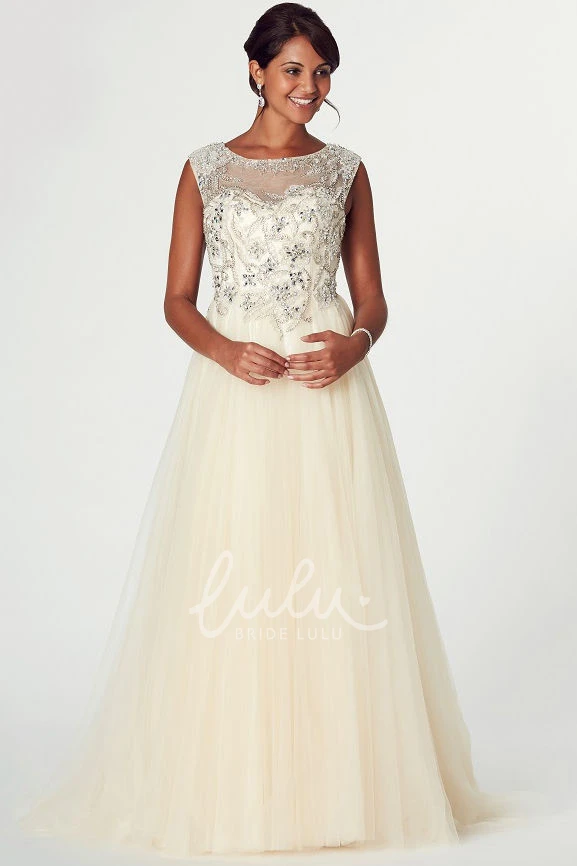 Sleeveless Tulle A-Line Prom Dress Scoop Neck Unique