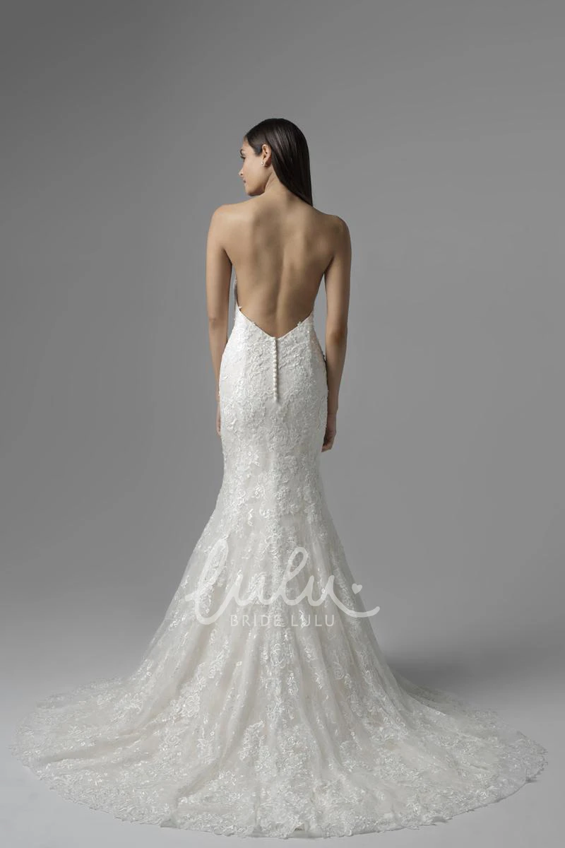 Sleeveless Mermaid Lace Wedding Dress with Backless Style Unique Bridal Gown