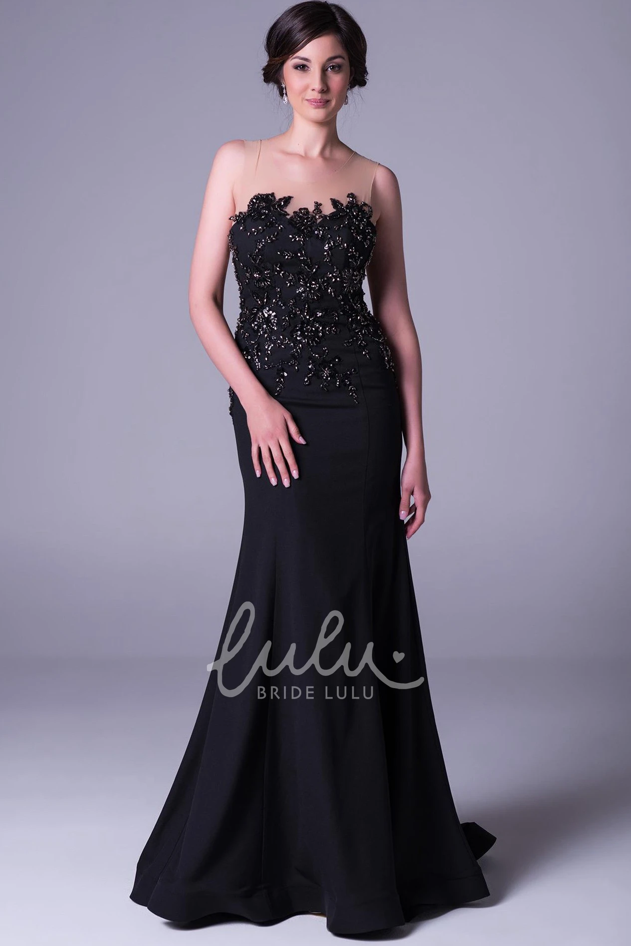 Scoop-Neck Chiffon Prom Dress Sleeveless Beaded Floor-Length Unique