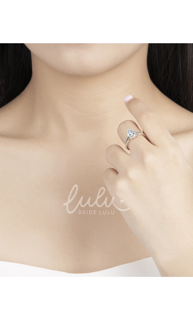 Teardrop Pear Cut 925 Sterling Silver Wedding Engagement Rings