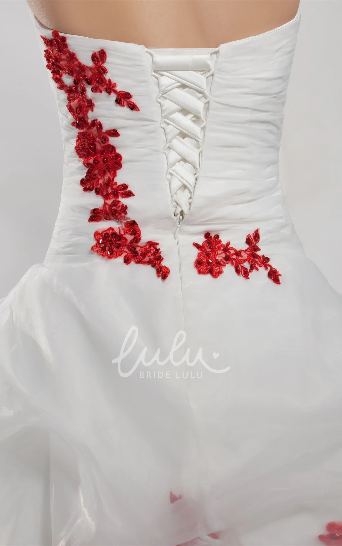 Two-Tone Tulle Wedding Ball Gown with Flowers Strapless Ruched