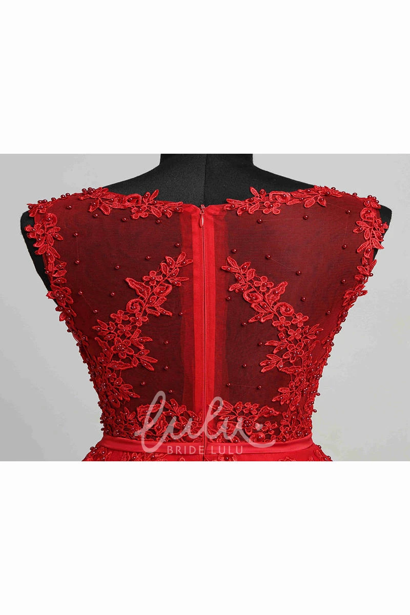 Modest Tulle A-Line Scoop Sleeveless Knee-Length Dress with Sequins for Prom