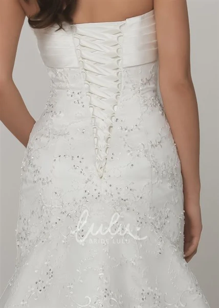 Strapless Lace A-Line Wedding Dress with Lace-Up Back Classic Wedding Dress