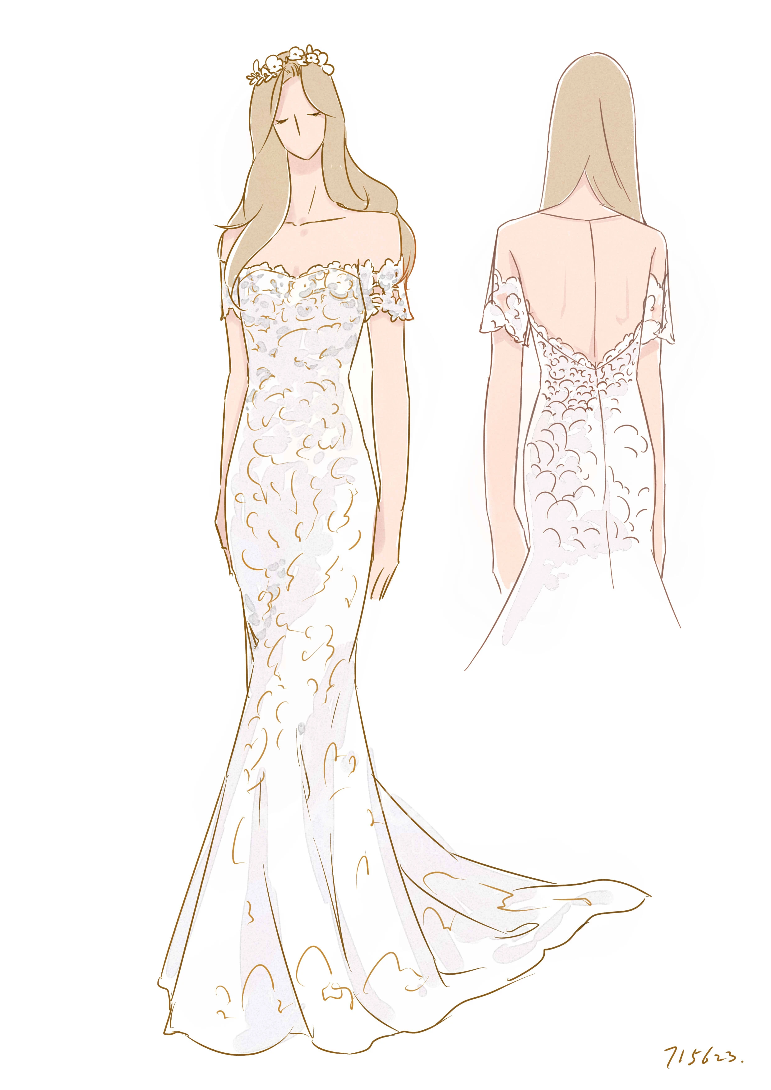 Boho Lace Off-shoulder Short Sleeve Wedding Dress Country Style