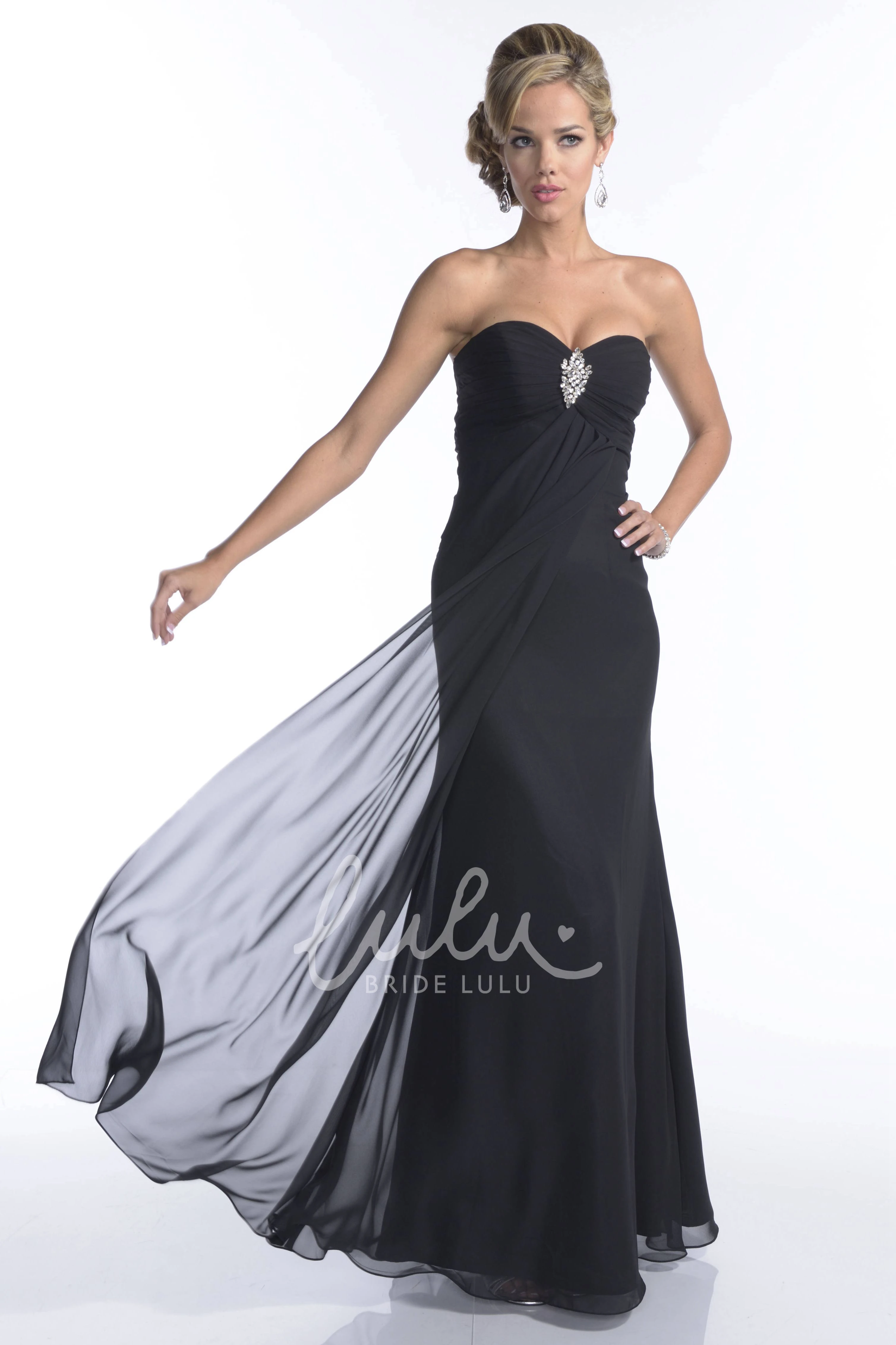 Empire Strapless A-Line Chiffon Bridesmaid Dress with Rhinestones Unique Bridesmaid Dress
