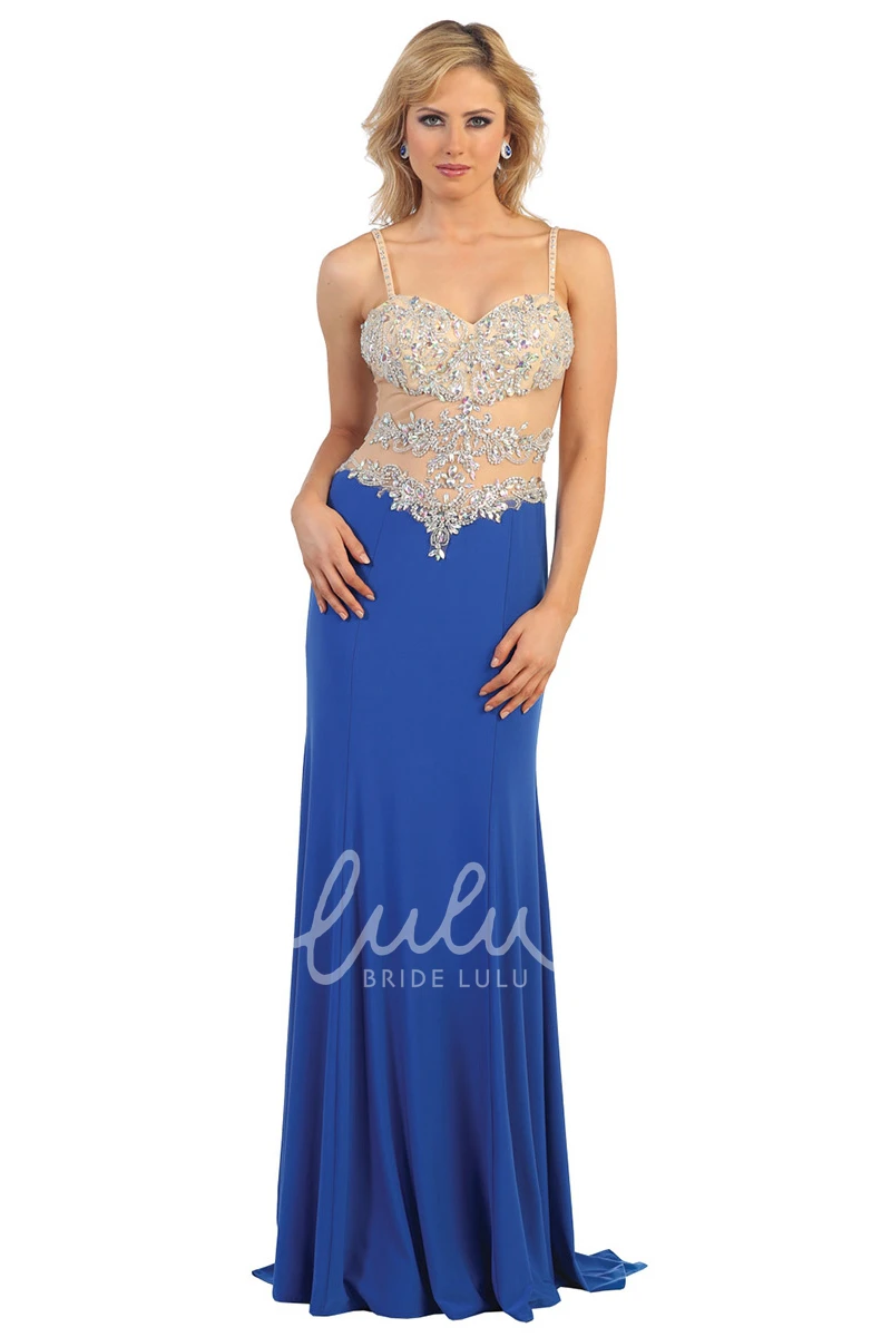 Sheath Illusion Maxi Dress with Beading Formal Dress
