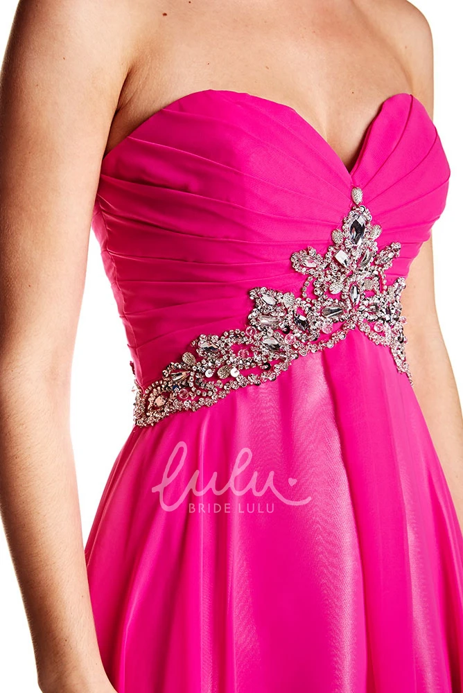 Sweetheart Chiffon Prom Dress Beaded Sleeveless Flowy Women's Formal Gown