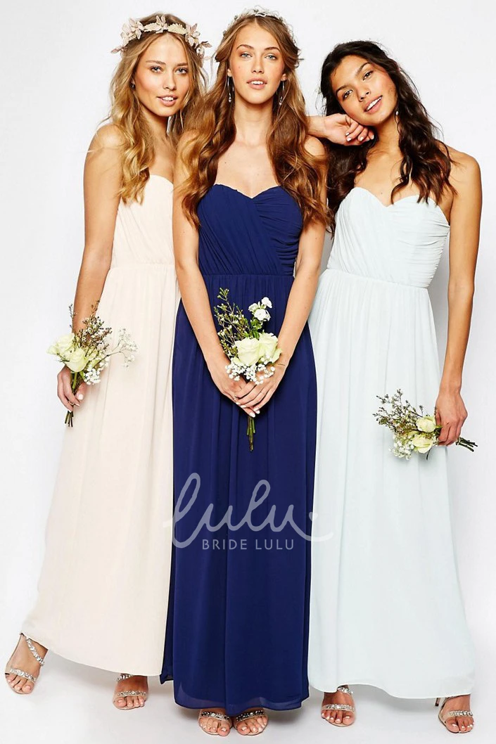 Sweetheart Ruched Chiffon Bridesmaid Dress Ankle-Length