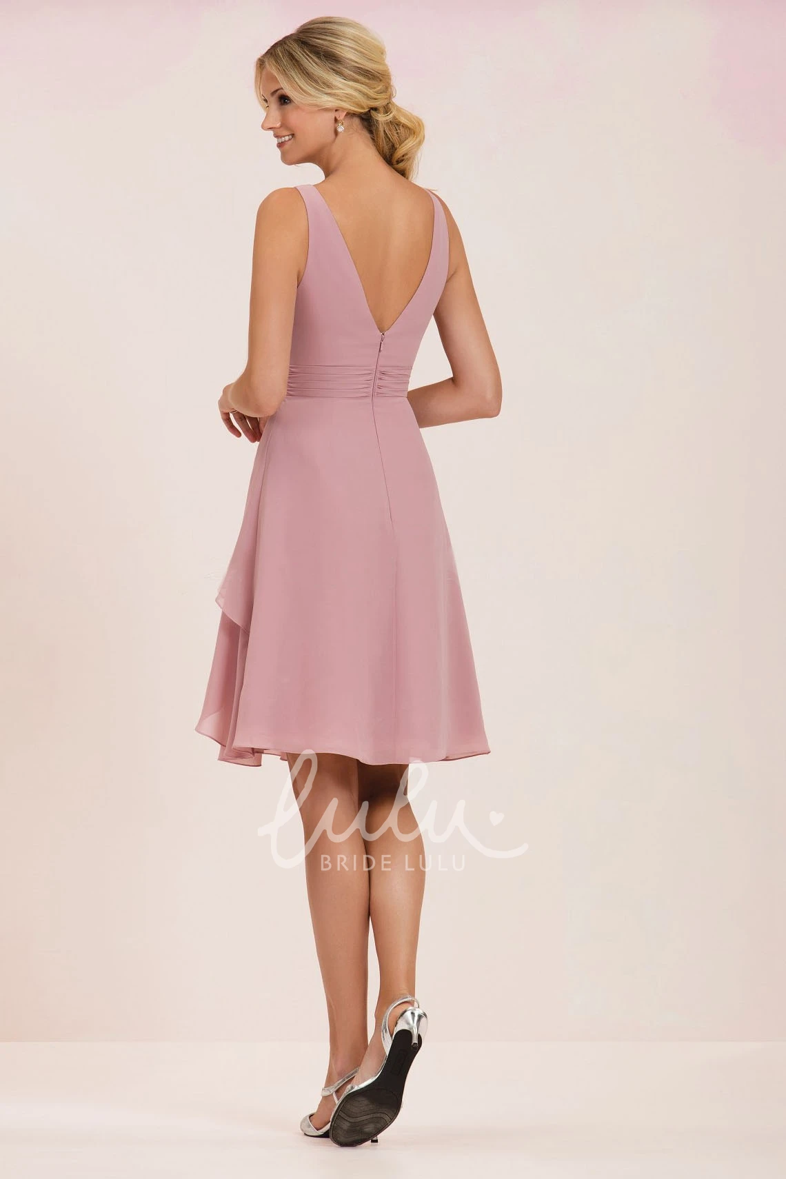 Knee-Length Sleeveless Chiffon Bridesmaid Dress with Ruffles Elegant 2025 Bridesmaid Dress