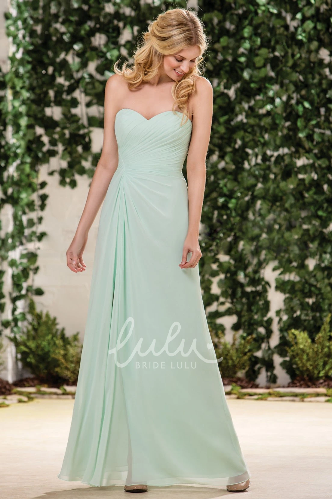 Sweetheart A-Line Bridesmaid Dress with Asymmetrical Ruches Classy Prom Dress
